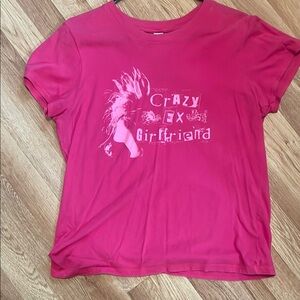 Vibrant Pink Short Sleeve Tee with Graphic Design